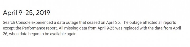 google search console data for most of april is inaccurate
